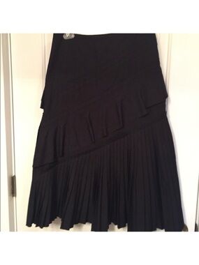 LINDA BERTOZZI SKIRT MIDI BLACK ARCHITECTURAL PANELS PLEATS size 6
